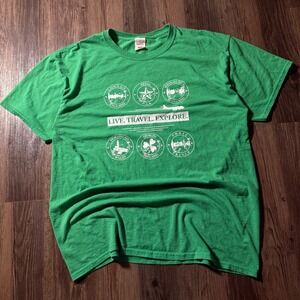 Jerzees Dri‎ Power Active Green Travel T-Shirt London Texas Dublin Mens L